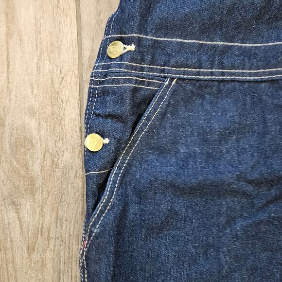 Dickies Men’s Bib Overalls 44x30 Dark Blue Denim Workwear Carpenter Utility - Picture 5 of 12